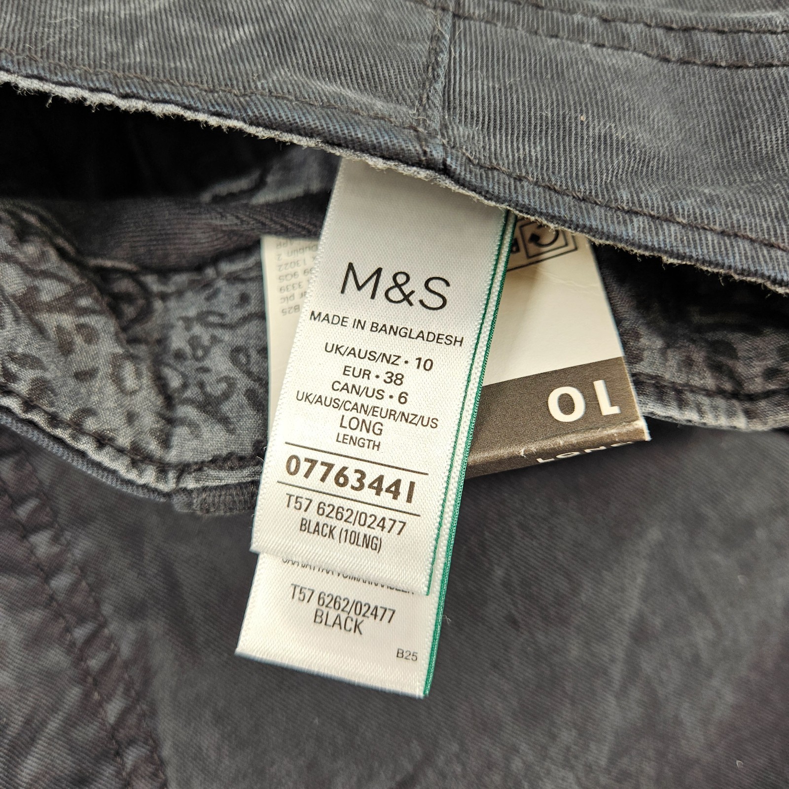 M&S Womens Black Cargo Trousers UK 10 Long Utility Combat Stretch New With Tags image 4