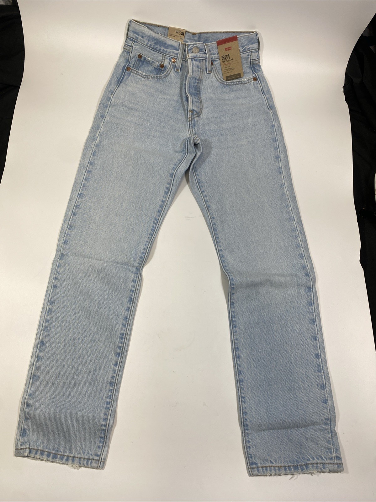 Levi's 501 Original Womens Jeans 24x30 Light Wash High Rise Straight Leg Denim