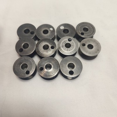 Lot Of 11 VTG Burnished Metal 1 Hole Sewing Machine Bobbins