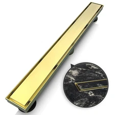 WEBANG 36 Inch Linear Shower Drain Rectangular Floor Drain Brushed Gold