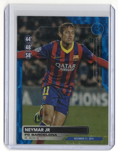 2023-24 Topps UEFA Club Competitions Neymar Jr. Historic Hat-Trick Icy Blue /99