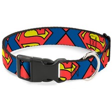 Plastic Clip Collar Superman Shield CLOSE-UP Blue/Red/Yellow Medium  (US IMPORT)