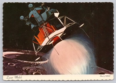 Vintage NASA Lunar Module Moon Landing Space Art Postcard Dexter Press 1969