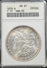 1878 7/8TF (VAM-33) Morgan Silver Dollar - ANACS MS61 Soapbox Doubled Eagle Legs
