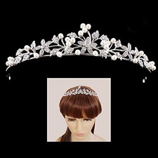 Rhinestone Pearl Tiara Crown for Bridgerton, Women  Flower Girls Wedding Prom