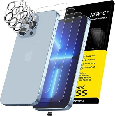 NEW C 3x for iPhone 13 Pro Screen Protector 6.1 Inch with Lens Dust Plug