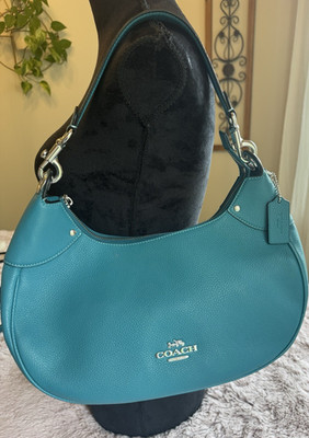 Coach Mara Hobo Bag Teal Silver Hardware with 2 straps 