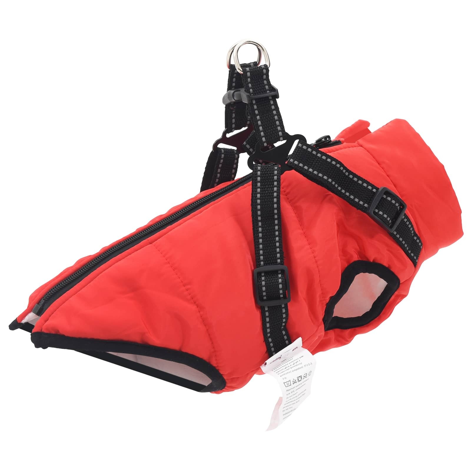 Cappotto Invernale per Cani L40 con Pettorina Integrata Rosso Pile