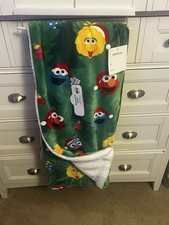 50x60  Throw Sesame Street Christmas Blanket With Elmo, Cookie Monster, Big Bird