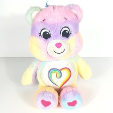 Care Bears Rainbow Heart Bear Plush Pastel Tie Dye Stuffed Animal 2017 Basic Fun