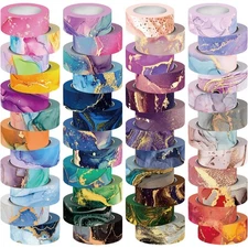 48 Rolls Washi Tape Set - Decorative Masking Tape Colored Marbling Patterns, ...