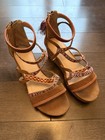 Girls Brown Multicolor Embroidery Wedge Sandals - Junior Size 3 — photo 1