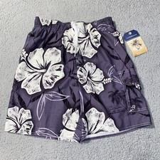 Croft  Barrow Men  s Small Tropical Beach Hibiscus Flower Board Swim Shorts