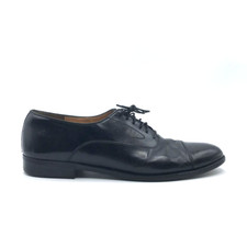 Ferragamo Mens Oxford Dress Shoes Black Leather Almond Cap Toe Lace Up 9.5 B