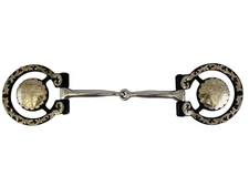 Showman 5 1/4" Brown Steel Concho Bit w/ Snaffle Mouth