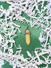 Hexagonal Chakra Pendant with 18” Stainless Steel Chain Cream Beige