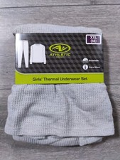 Athletic Works Thermal Underwear Kids 2XL 18 Gray Shirt Pant PJ Set