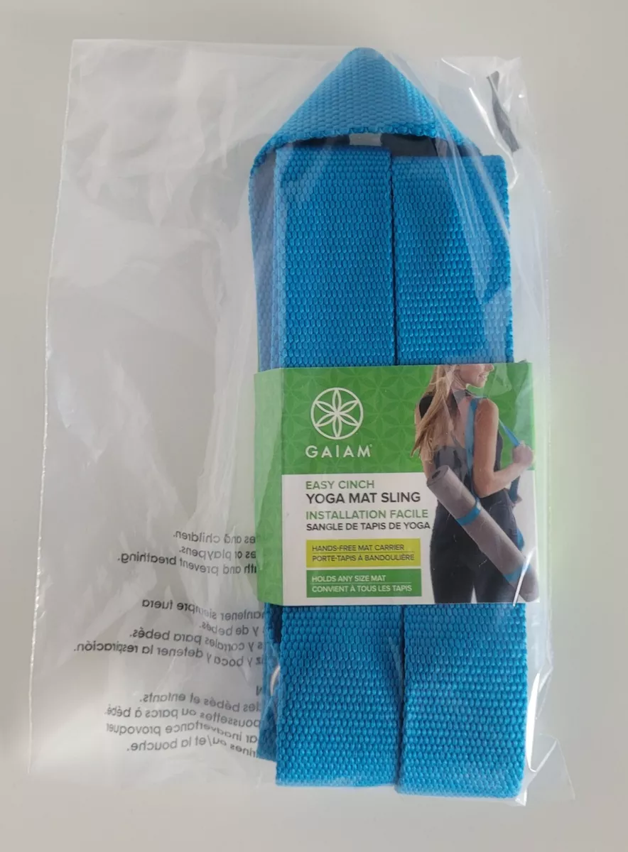 Gaiam Yoga Mat Sling Easy Cinch Hands-Free Teal/Blue Brand NEW