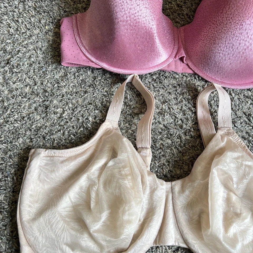 Juego de sujetadores Wacoal lote de 2 talla US 42DDD 855307 853303 rosa beige con aros usado en excelente estado Foto 2 de 4