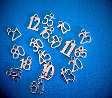 Number Charms Plated Bright Silver Tibetan Alloy ideal Birthday Anniversary etc