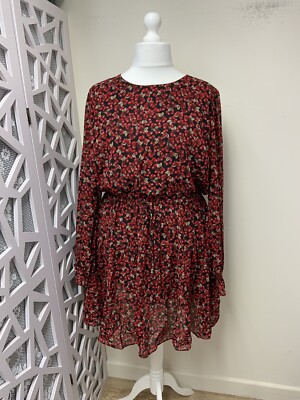City schickes Damen Kleid Gr. 18 schwarz Beeren NEU mit Etikett