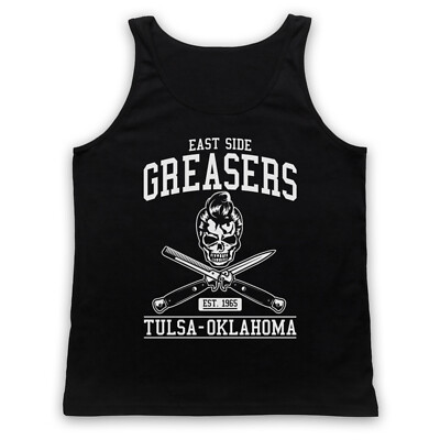 OUTSIDERS EAST SIDE GREASERS TULSA OKLAHOMA 80's TEEN SOCS ADULTS VEST TANK  TOP UK