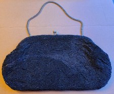 Antique Beaded Purse Silver Art Nouveau Repousse.