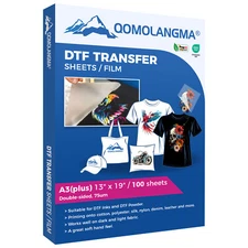 13" x 19" DTF Transfer Film - Double Sided Instant Peel 100 Sheets/pack US Stock