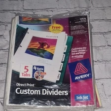 AVERY Direct Print Custom Dividers 5 Tabs Refill Pack - Ink Jet Lot of 10- NOS