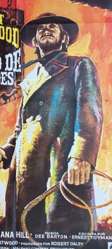 High Plains Drifter ORIGINAL Spanish '73 POSTER Clint Eastwood MAC whip gun art! - Picture 2 of 7