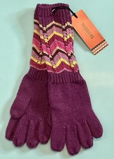 New MISSONI Target GIRLS XS/S Chevron 11" Long Knit GLOVES Wool Blend Zig Zag
