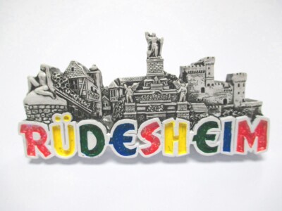 Rüdesheim am Rhein Wein Magnet  Poly Souvenir Germany Schrift