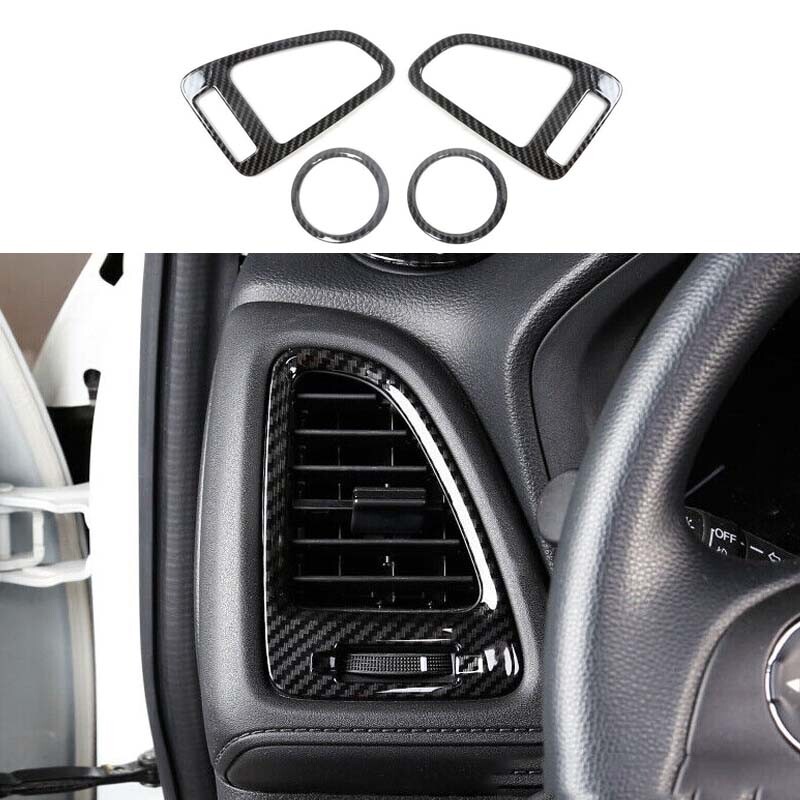 4pcs For Honda HR-V 2016-2022 Air Conditioning Air Outlet Vent Trim Carbon Fiber