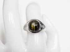 Antique $15000 GIA 8ct CAT EYE Chrysoberyl Diamond Platinum Mens Band Ring 14g