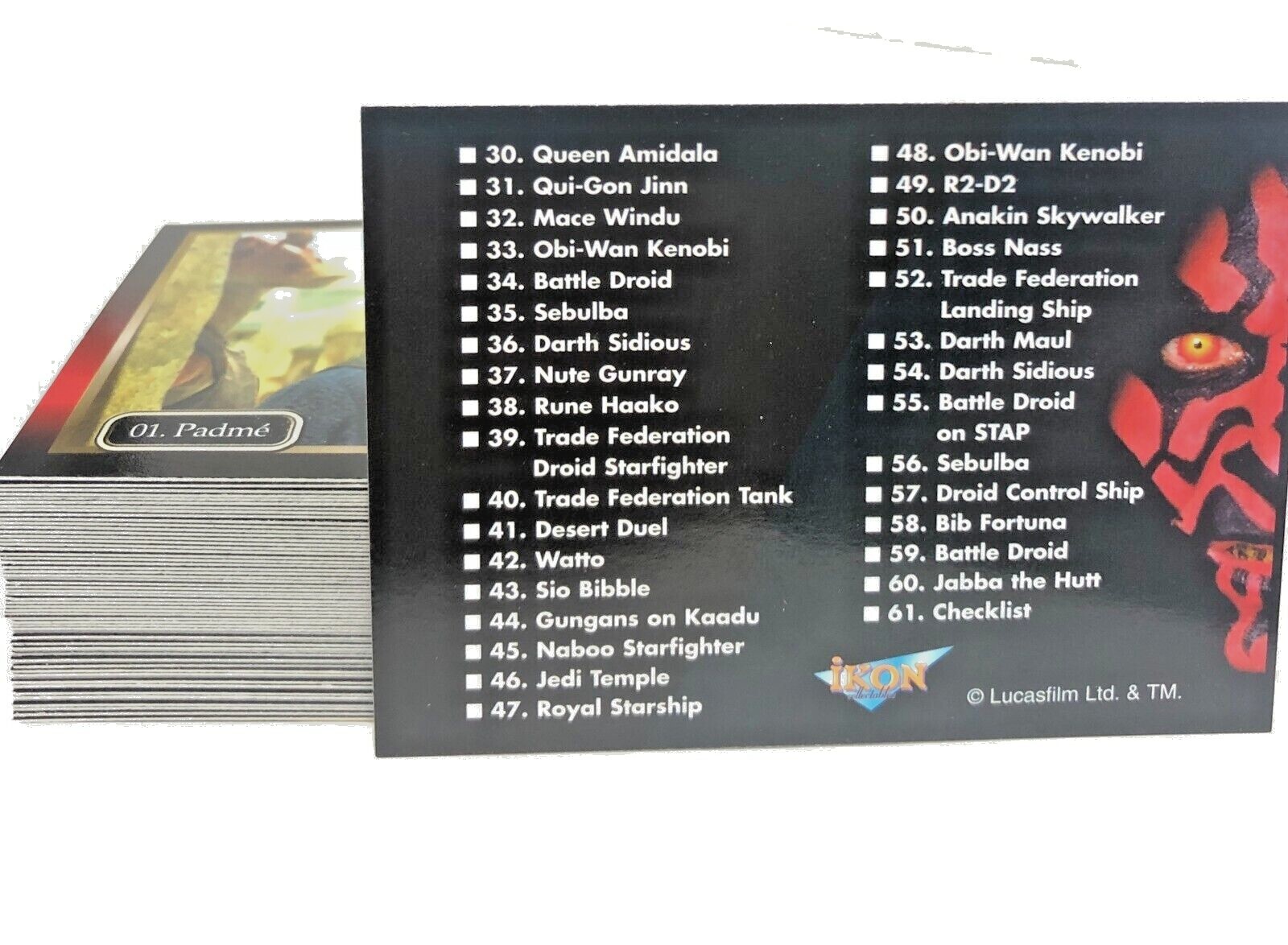 1999 Star Wars Episode 1 Trading Cards Set 1-61 IKON - Picture 6 of 9