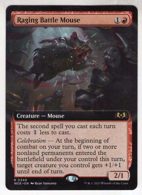 MTG Wilds Of Eldraine Extended Art Karte #349 Raging Battle Mouse
