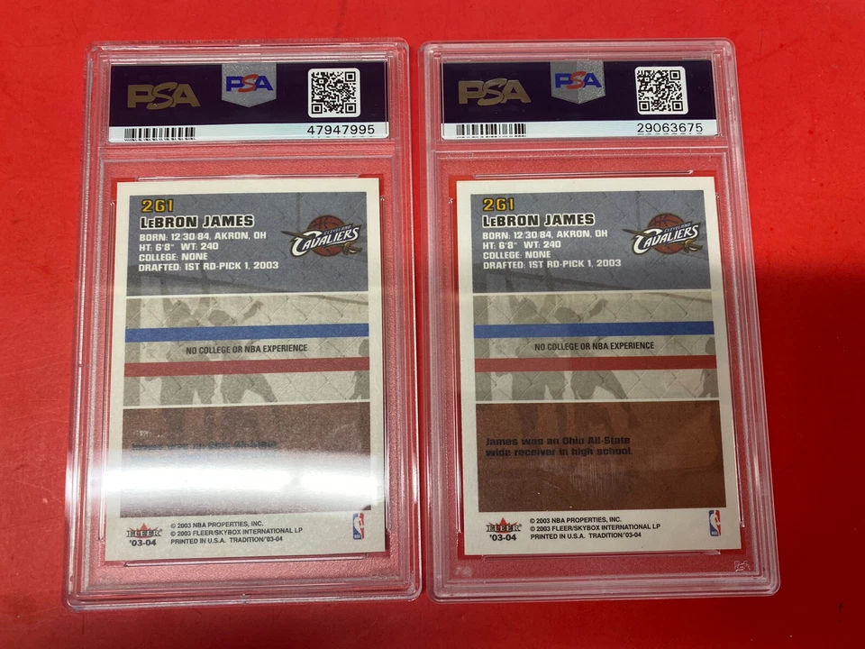 2003-04 Fleer Tradition #261 LeBron James Rookie (RC) Lote de 2 PSA 10 Foto 2 de 2