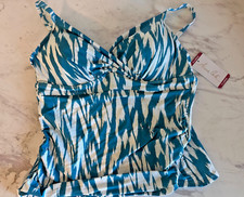 NWT Anne Cole Limited Edition Sz XL Turquoise UPF 50 Women's Tankini Top Beach