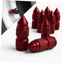8PCS Spike Tire Valve Stem Caps, Aluminum Alloy Pointed Air Valve Covers, Red
