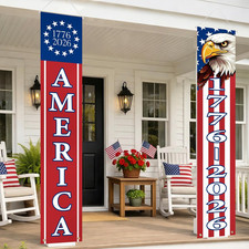 4Th of July Decorations Outdoor, Patriotic Porch Banner for Front Door, American