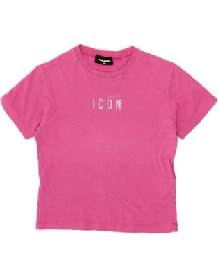 DSQUARED2 Mädchen Grafik T-Shirt Oberteil 7-8 Jahre Rosa Cupro JT04
