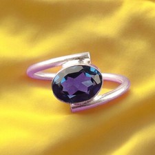 925 Solid Silver Jewelry Natural London Blue Topaz Gemstone Ring All Size DN