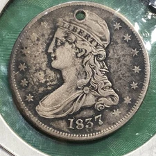 Affordable 1837 P Capped Bust Half Dollar (Reeded Edge) Has a hole