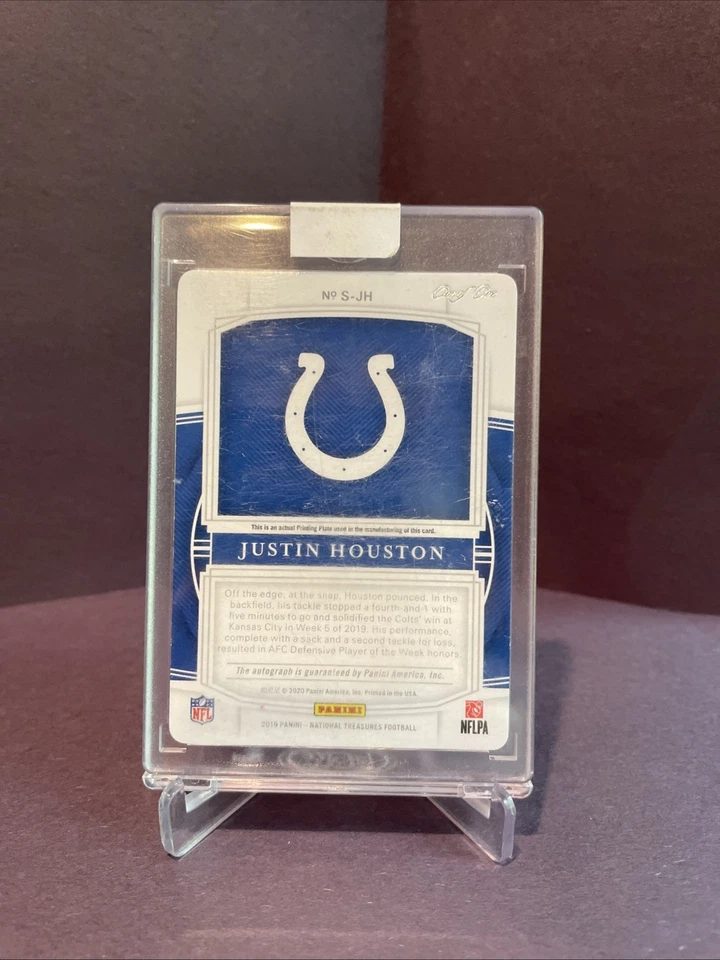 2019 Panini National Treasures Signatures Printing Plate S-JH Justin Houston 1/1 - Image 2 of 2