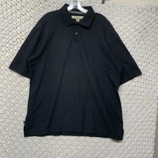 Tommy Bahama Shirt Mens Sz L Black Polo Shirt Short Sleeve Pima Cotton Blend