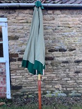 Large Green & Cream Striped Garden Parasol