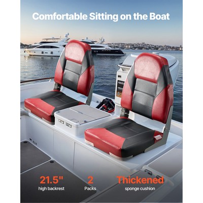 【SALE】ALL FROM BOATS ボートラック オールフロムボート 2-Pack Boat Seats High Back Folding Fishing Boat Seat Sponge