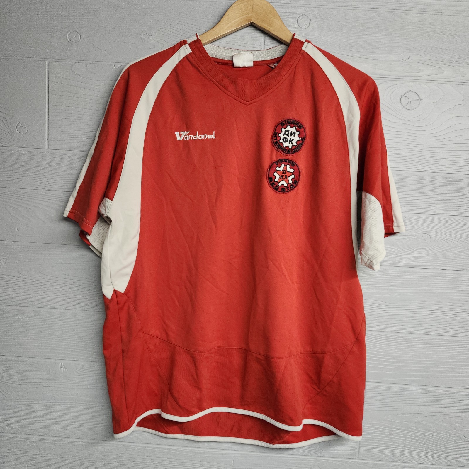 Vintage 90s Vandanel Red Soccer Jersey Shirt Dinamo Red Star Size Large