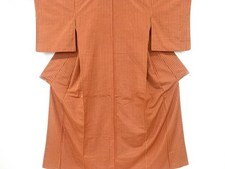 7231825: JAPANESE KIMONO / ANTIQUE KIMONO / SILK / HAND WOVEN / FUSHI TSUMUGI /