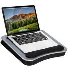 LAPGEAR Memory Foam Lap Desk with Wrist Rest and Media Slot - Medium - Silver...